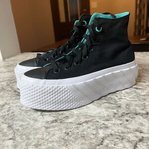 New Converse CTAS Lift 2X Hi Platform Black Aqua Shoes 571675C size 5